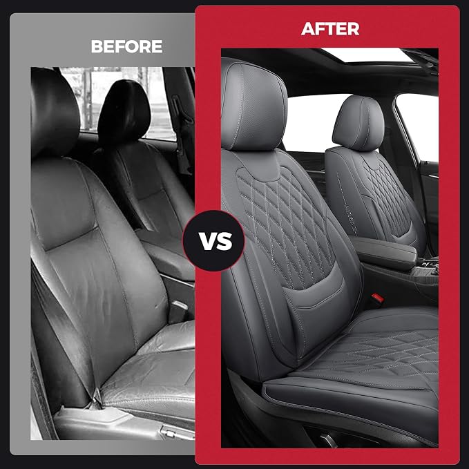 Universal Faux Leather Seat Covers — Full Set — Gray