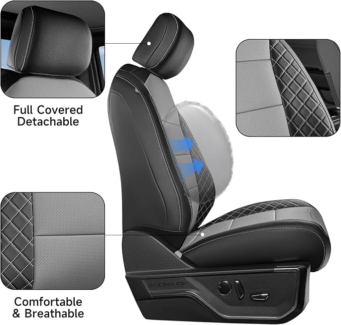 Seat Covers for Multiple Vehicles — Full Set — Black / Gray