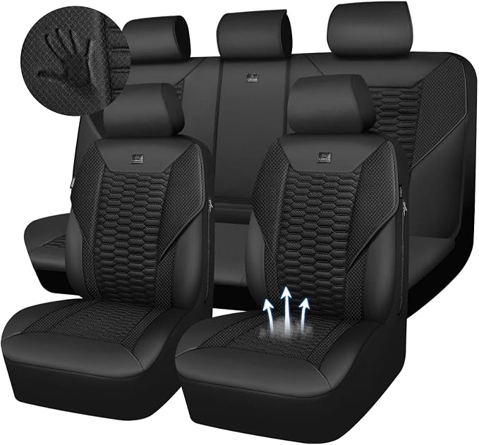 Universal Faux Leather Seat Covers — Full Set — Black