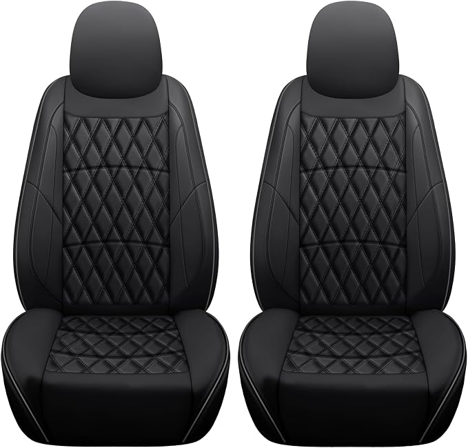 Universal Faux Leather Seat Covers — Front Seat — Black