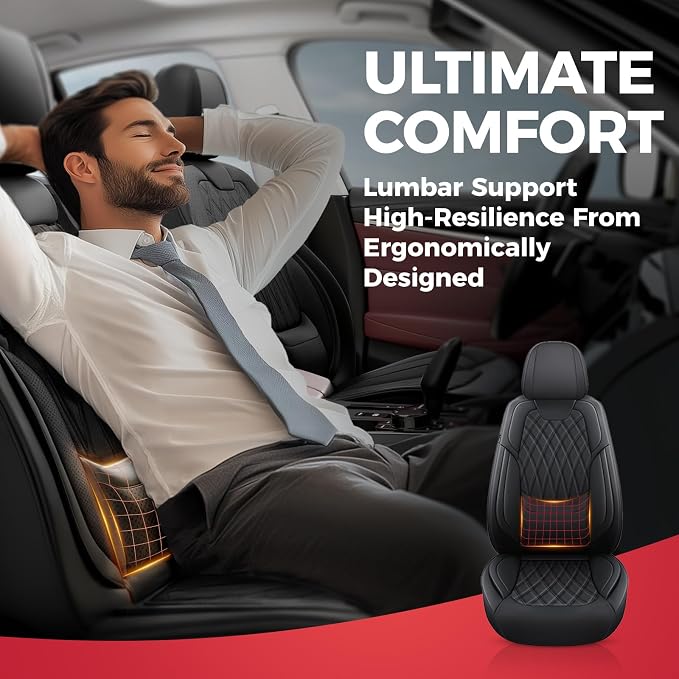 Universal Faux Leather Seat Covers — Full Set — Black