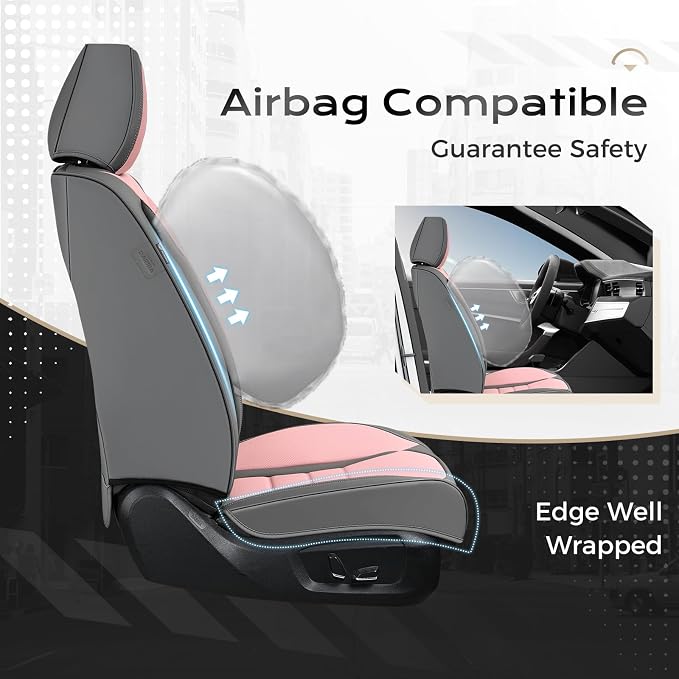 Universal Seat Covers — Full Set — Gray / Pink