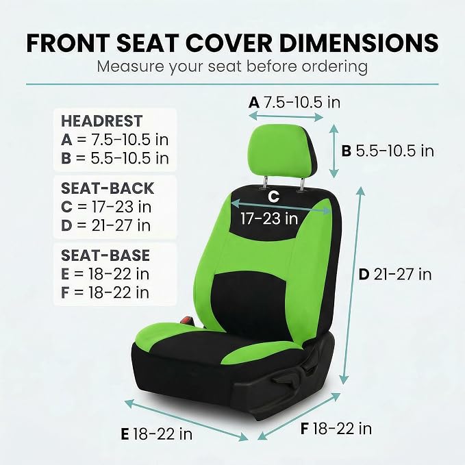 Universal Fabric Seat Covers — Front Seat — Green