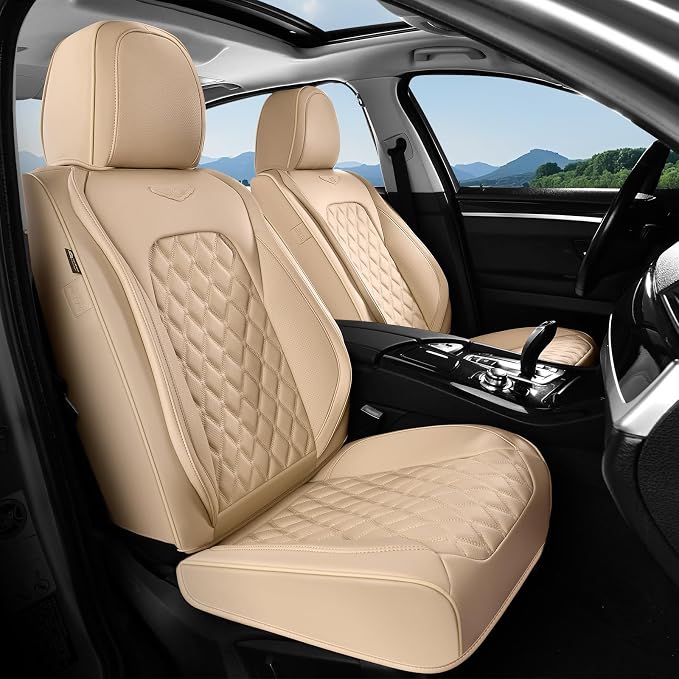Faux Leather Car Seat Covers — Rear Seat — Beige