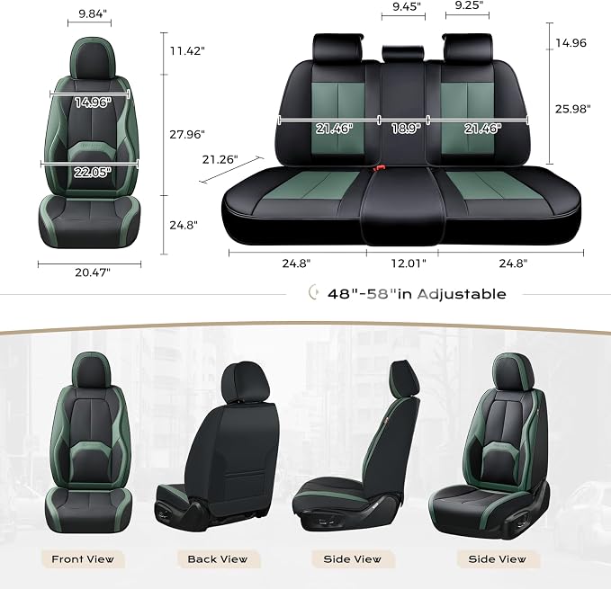 Universal Seat Covers — Front Seat — Black / Green