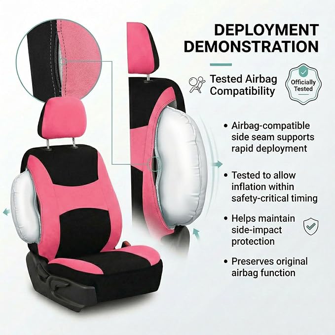 Universal Fabric Seat Covers — Front Seat — Pink