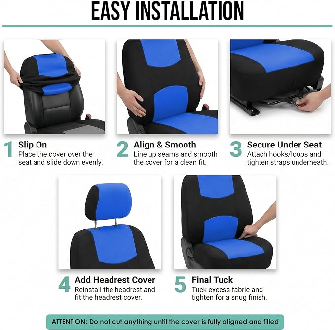 Universal Fabric Seat Covers — Full Set — Blue