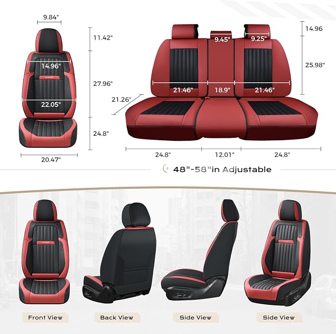 Universal Seat Covers — Full Set — Red / Black