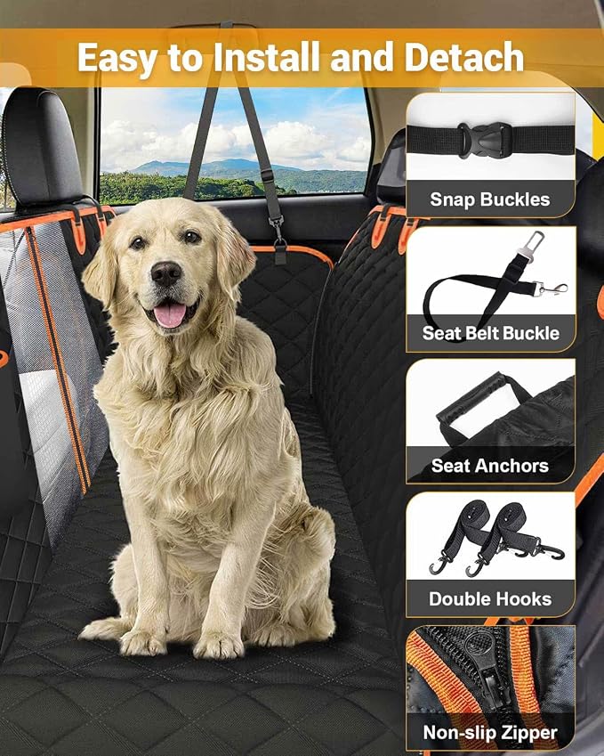 Pet Car Seat Protector — Orange / Black