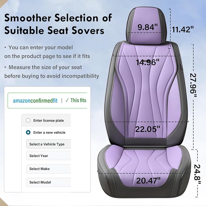 Universal Seat Covers — Full Set — Gray / Purple