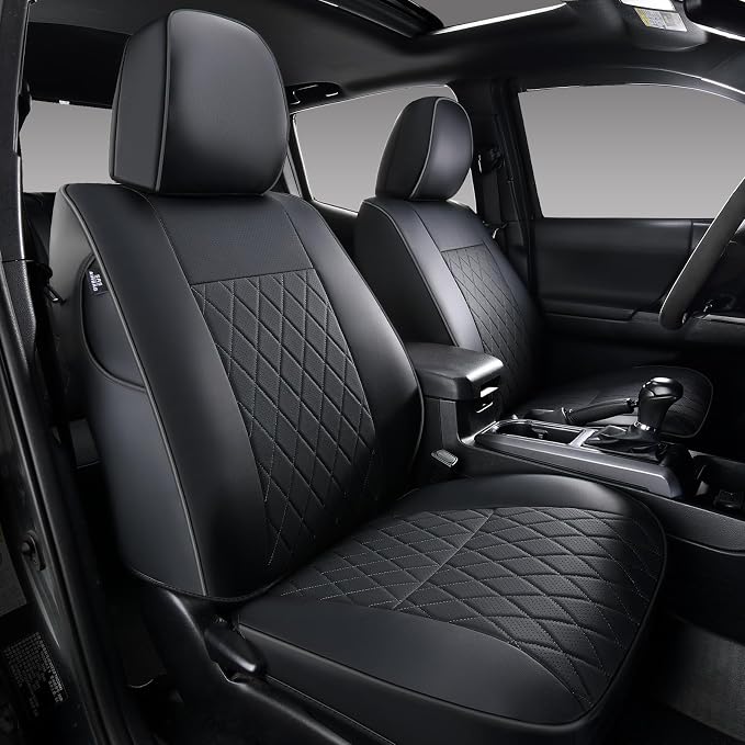 Faux Leather Seat Covers for Toyota Tacoma — Front Seat — Black