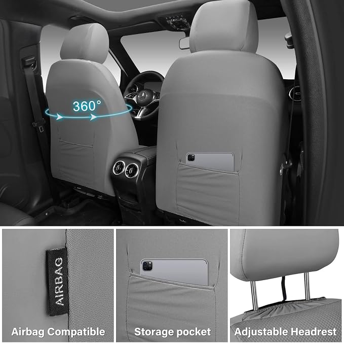 Universal Fabric Seat Covers — Front Seat — Gray