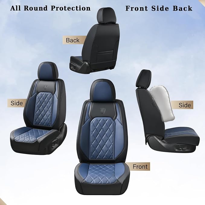 Universal Faux Leather Seat Covers — Front Seat — Black / Blue