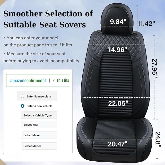 Universal Seat Covers — Front Seat — Black