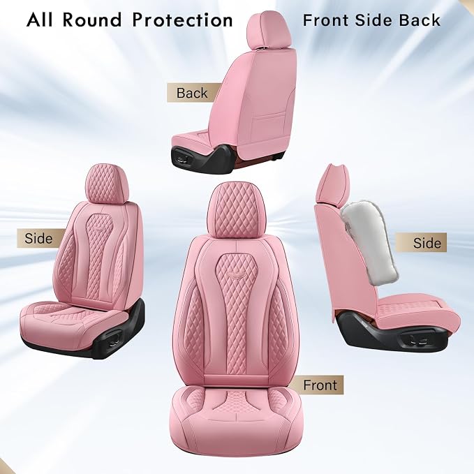 Universal Faux Leather Seat Covers — Front Seat — Pink