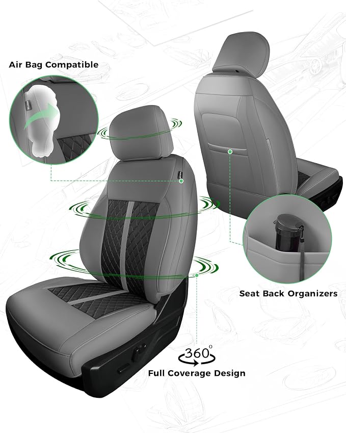 Seat Covers for Multiple Vehicles — Full Set — Gray / Black