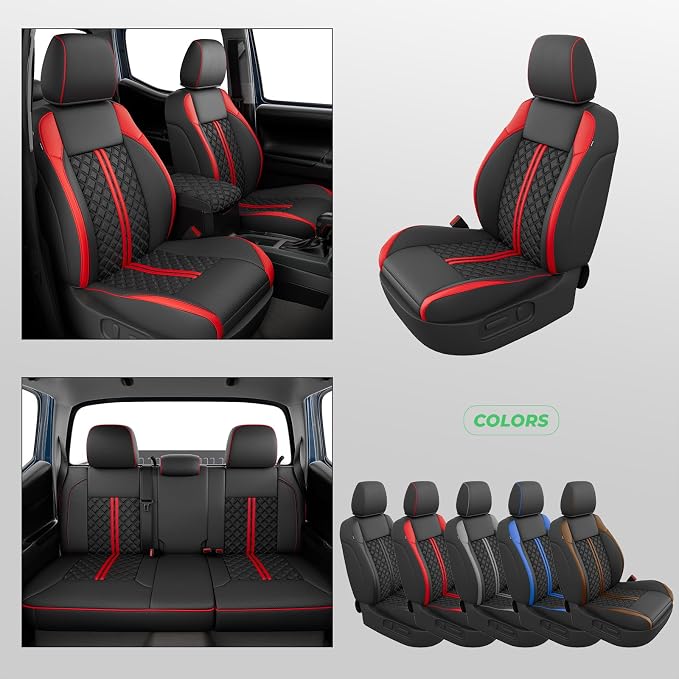 Seat Covers for Toyota Tacoma — Full Set — Black / Red