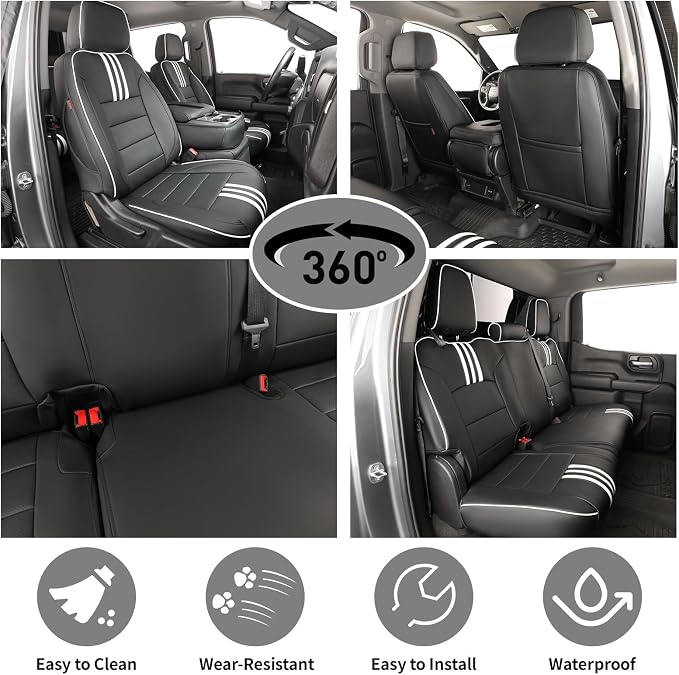 Faux Leather Seat Covers for Chevrolet Silverado — Black / White