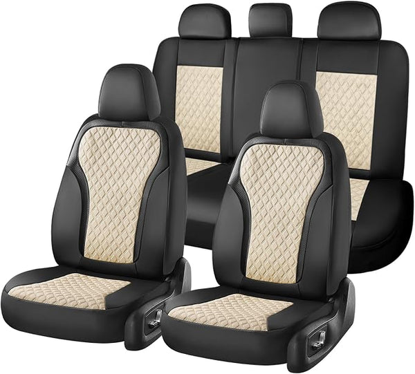 Universal Seat Covers — Full Set — Black / Beige