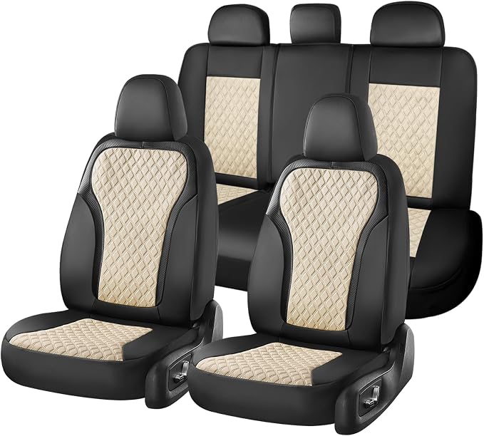 Universal Seat Covers — Full Set — Black / Beige