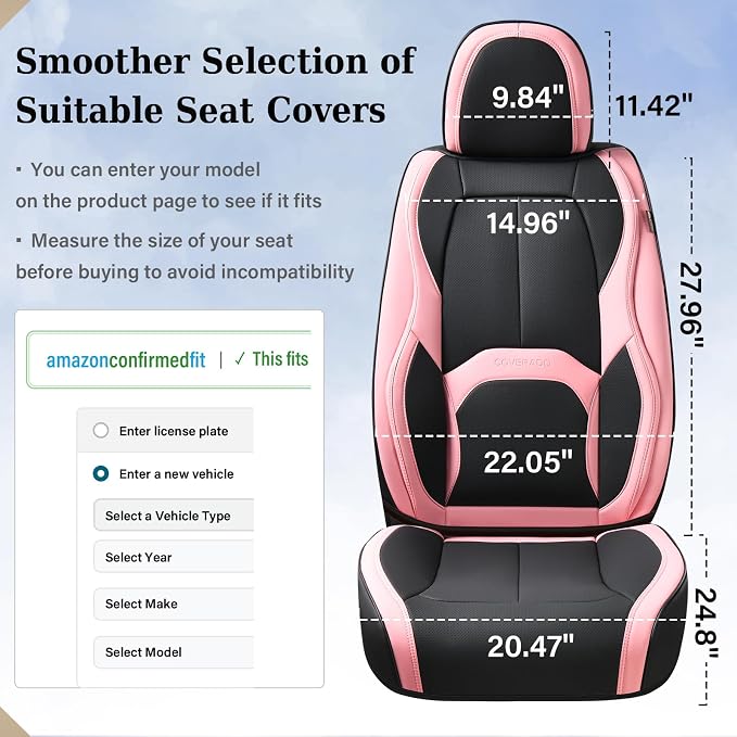 Universal Seat Covers — Full Set — Black / Pink