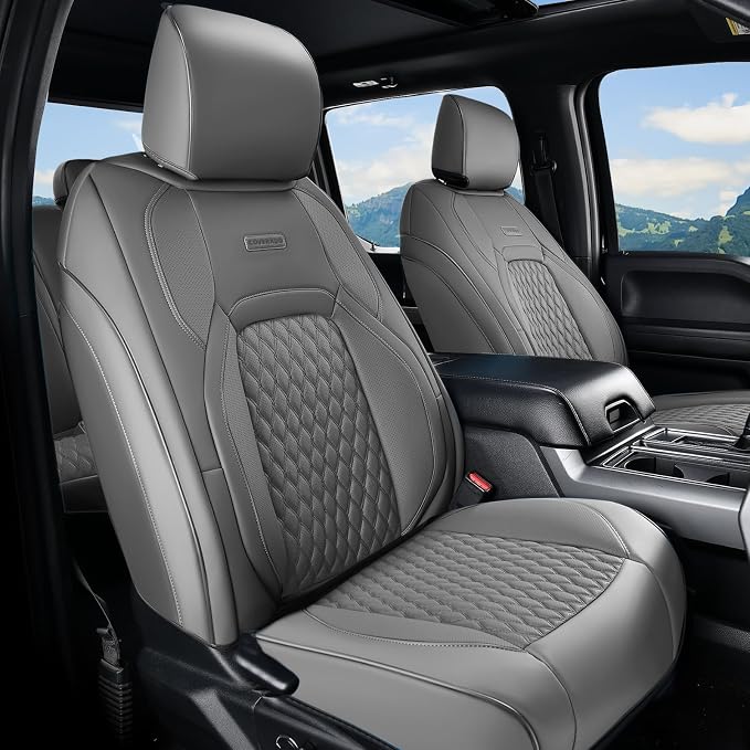 Faux Leather Seat Covers for Chevrolet Silverado / GMC Sierra — Front Seat — Gray