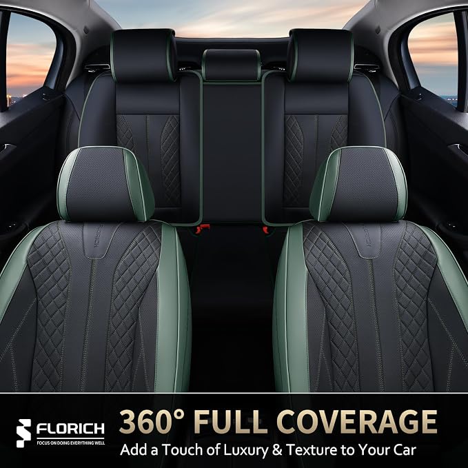 Universal Seat Covers — Full Set — Black / Green