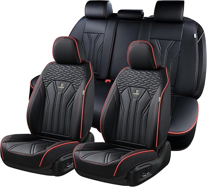 Universal Seat Covers — Full Set — Black / Red