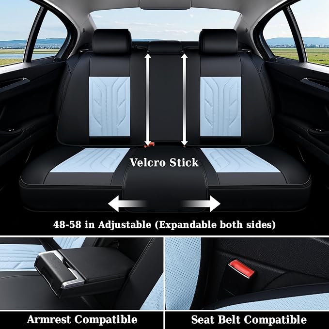 Universal Seat Covers — Full Set — Black / Blue