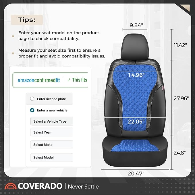 Universal Seat Covers — Full Set — Black / Blue