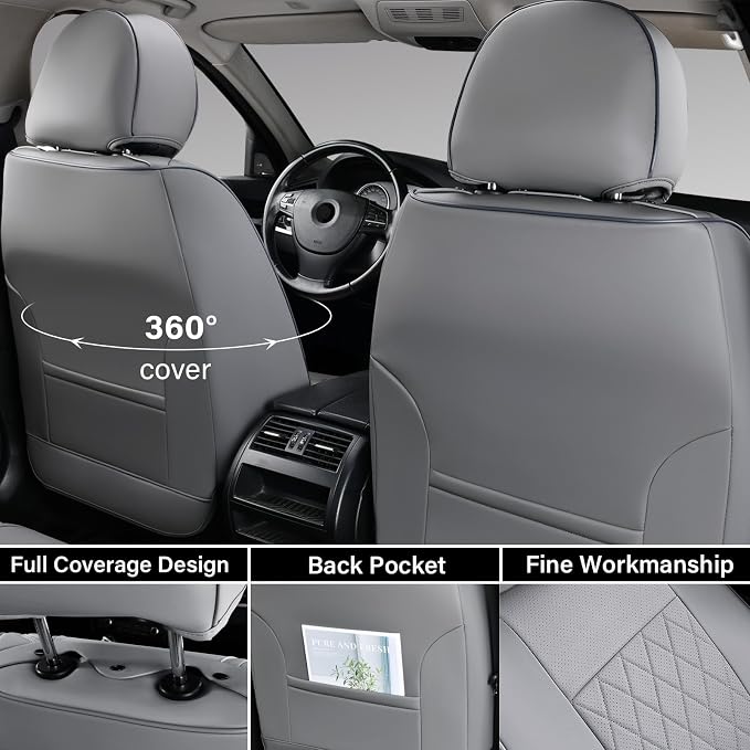 Faux Leather Seat Covers for Toyota Tacoma — Full Set — Gray