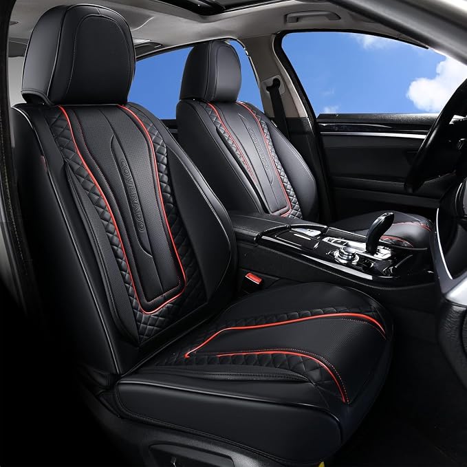 Universal Faux Leather Seat Covers — Front Seat — Black