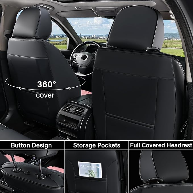 Universal Seat Covers — Full Set — Black / Pink