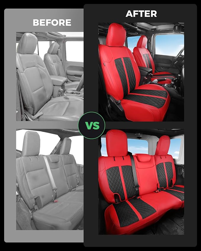 Seat Covers for Jeep Wrangler — Full Set — Red / Black