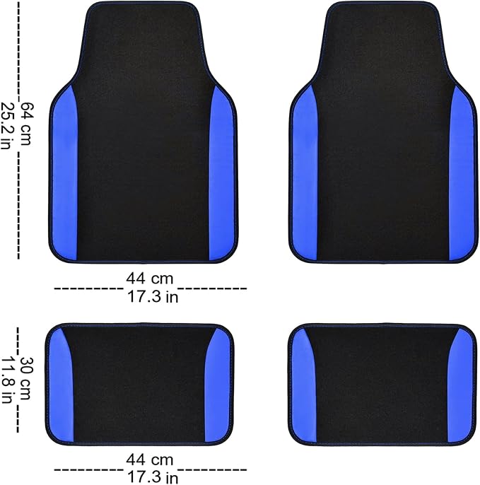 Fabric Car Seat Covers — Full Set — Black / Blue
