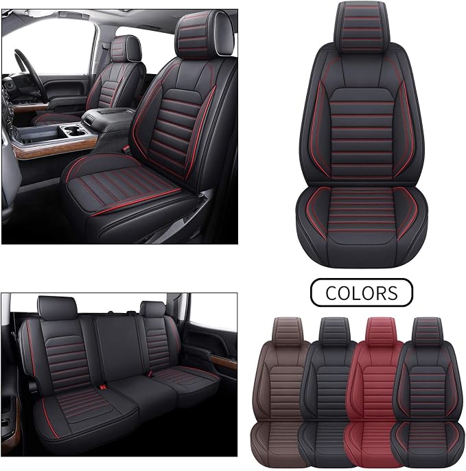 Seat Covers for Chevrolet Silverado / GMC Sierra — Full Set — Black / Red