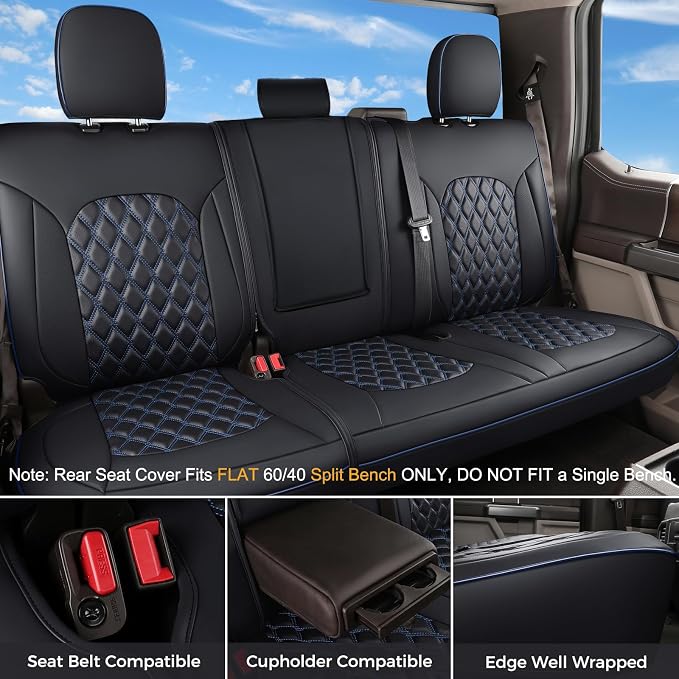 Seat Covers for Multiple Vehicles — Full Set — Black / Blue