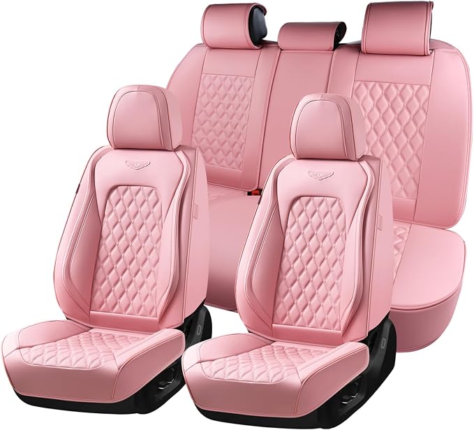 Universal Faux Leather Seat Covers — Full Set — Pink