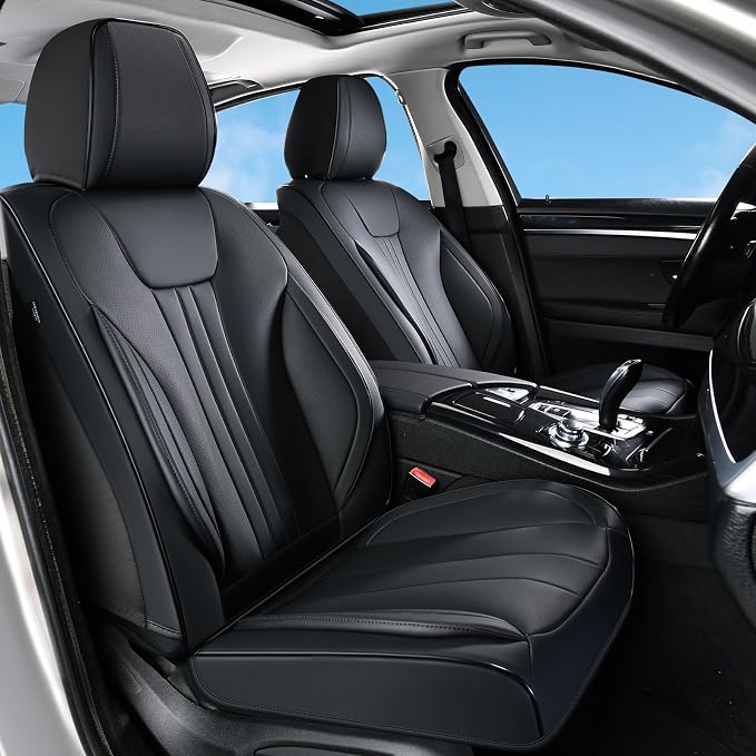 Universal Faux Leather Seat Covers — Front Seat — Black