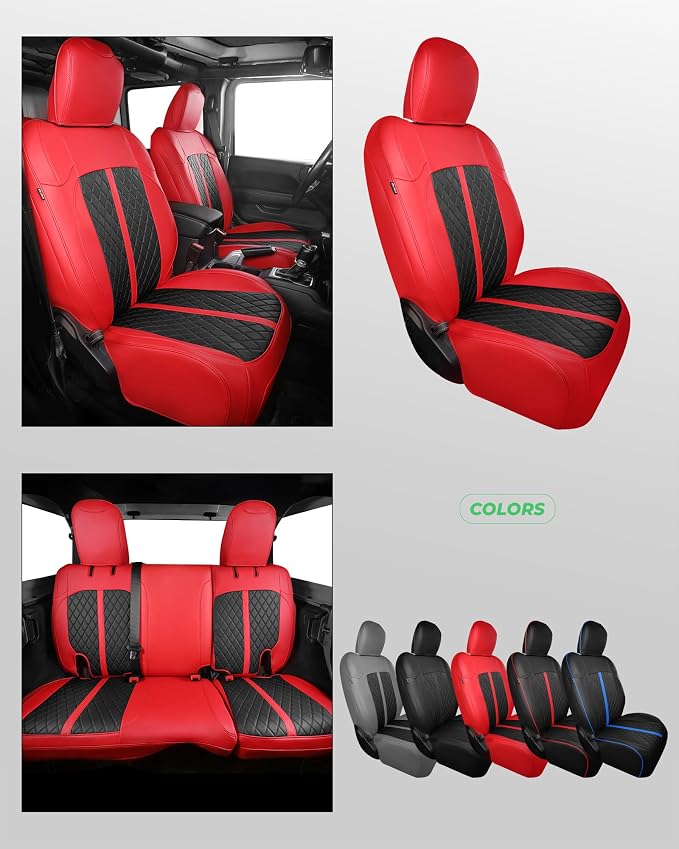 Seat Covers for Jeep Wrangler — Full Set — Red / Black