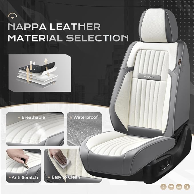 Universal Seat Covers — Front Seat — Gray / White