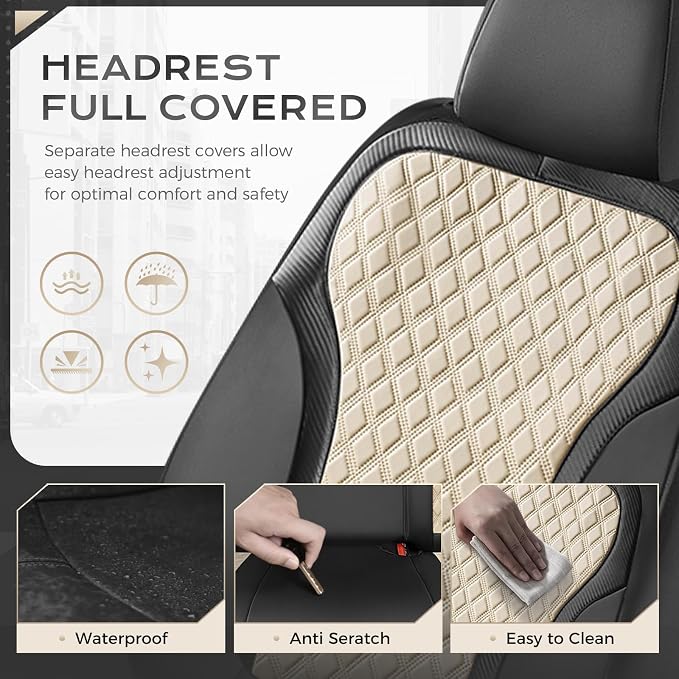 Universal Seat Covers — Full Set — Black / Beige