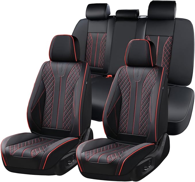 Universal Seat Covers — Full Set — Black / Red