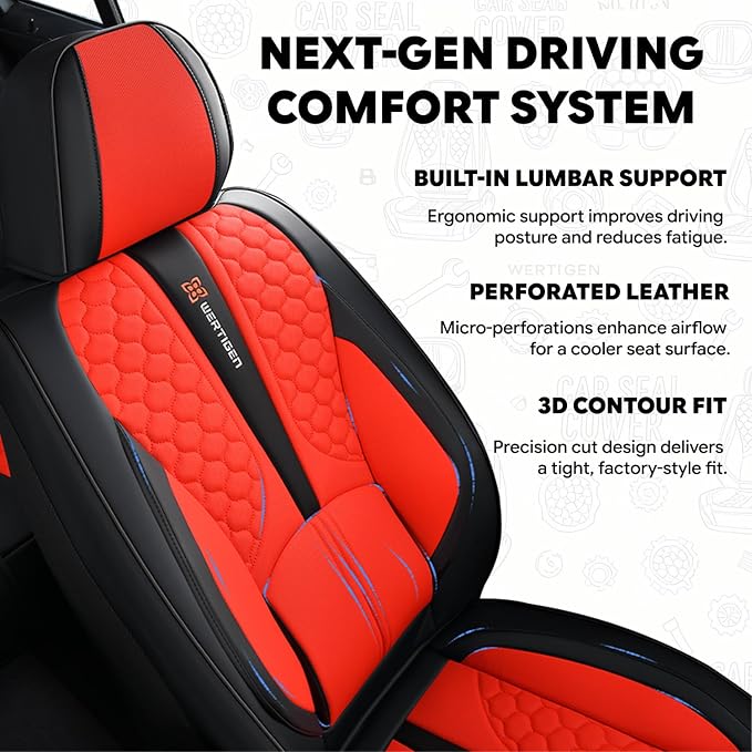 Universal Seat Covers — Full Set — Red