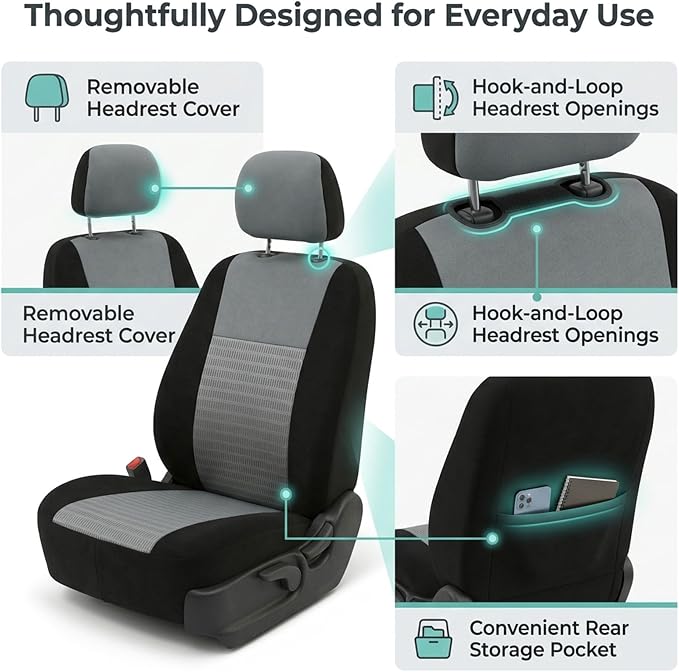 Universal Seat Covers — Front Seat — Gray