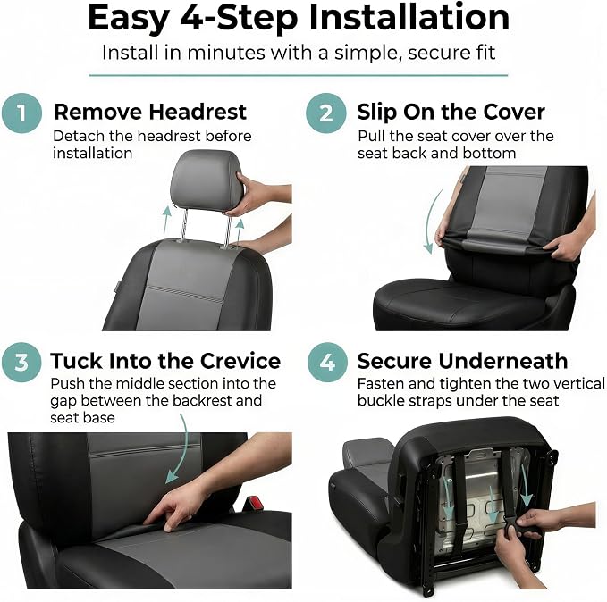 Universal Faux Leather Seat Covers — Front Seat — Black
