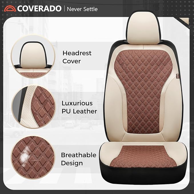 Universal Seat Covers — Full Set — Beige / Brown