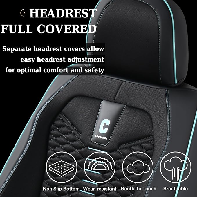 Universal Faux Leather Seat Covers — Full Set — Black