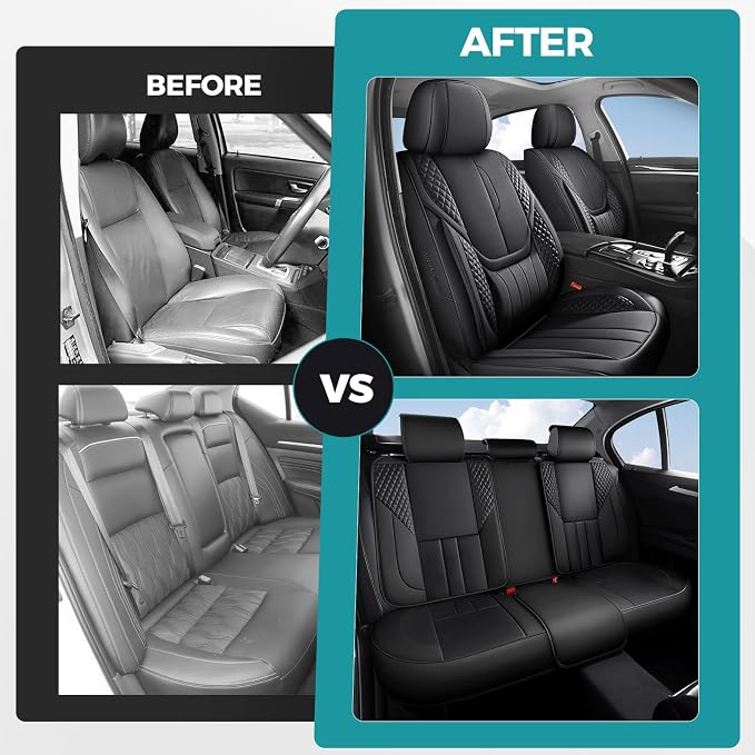 Universal Faux Leather Seat Covers — Black