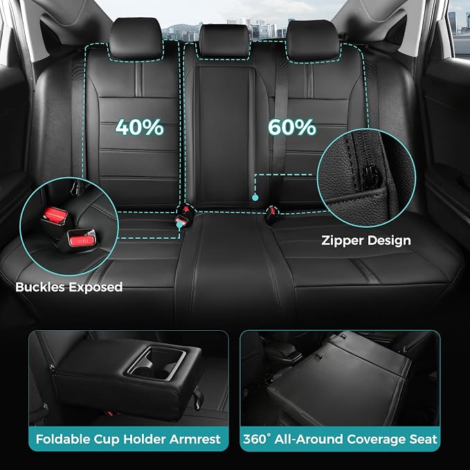 Faux Leather Seat Covers for Honda Civic — Full Set — Black